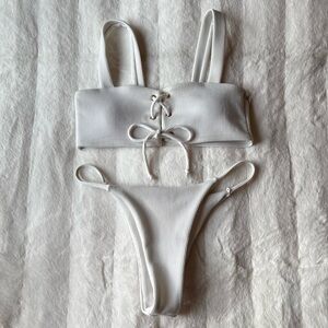 Zaful White Ribbed Bikini Set